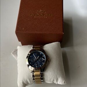 Coach Two-Tone Gold and Silver Bracelet Watch with Blue Dial